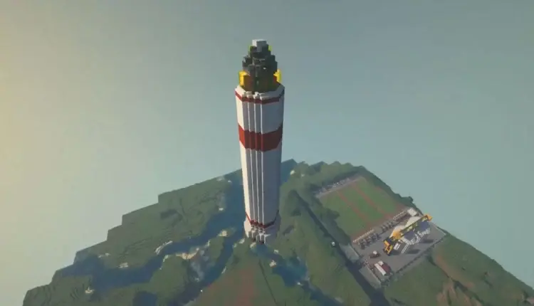 jogador de minecraft construiu um foguete incrível