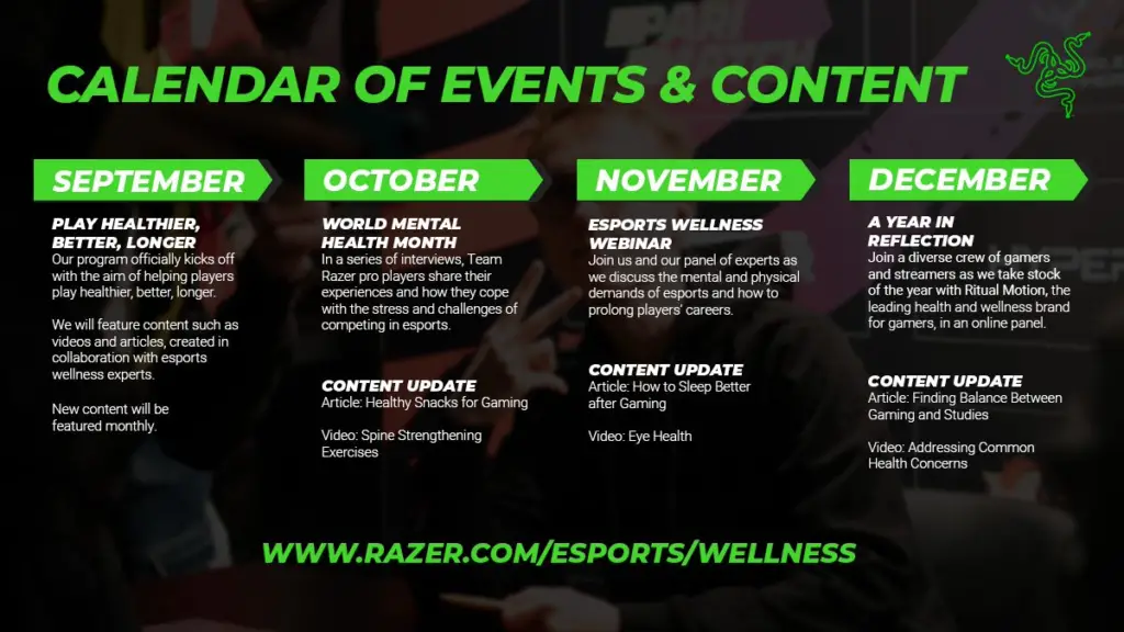 Razer, 선수들을 위한 e스포츠 건강 프로그램 출시