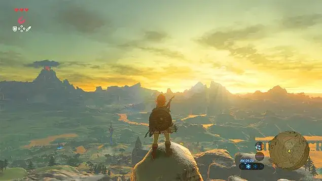 a lenda de Zelda: Breath of the Wild - jogo de mundo aberto