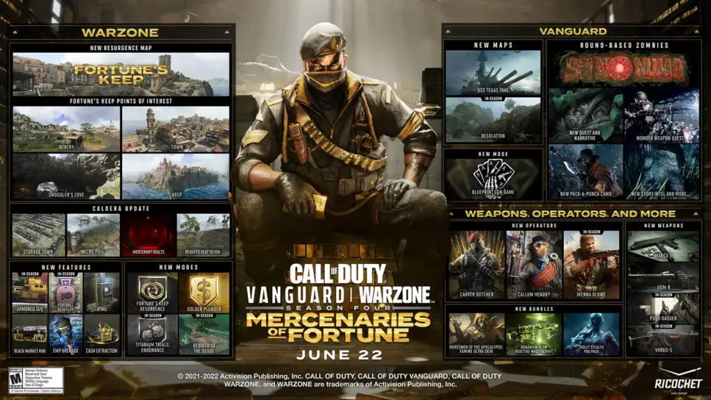 Call of Duty: Warzone と Vanguard、シーズン 4 の開始日と詳細