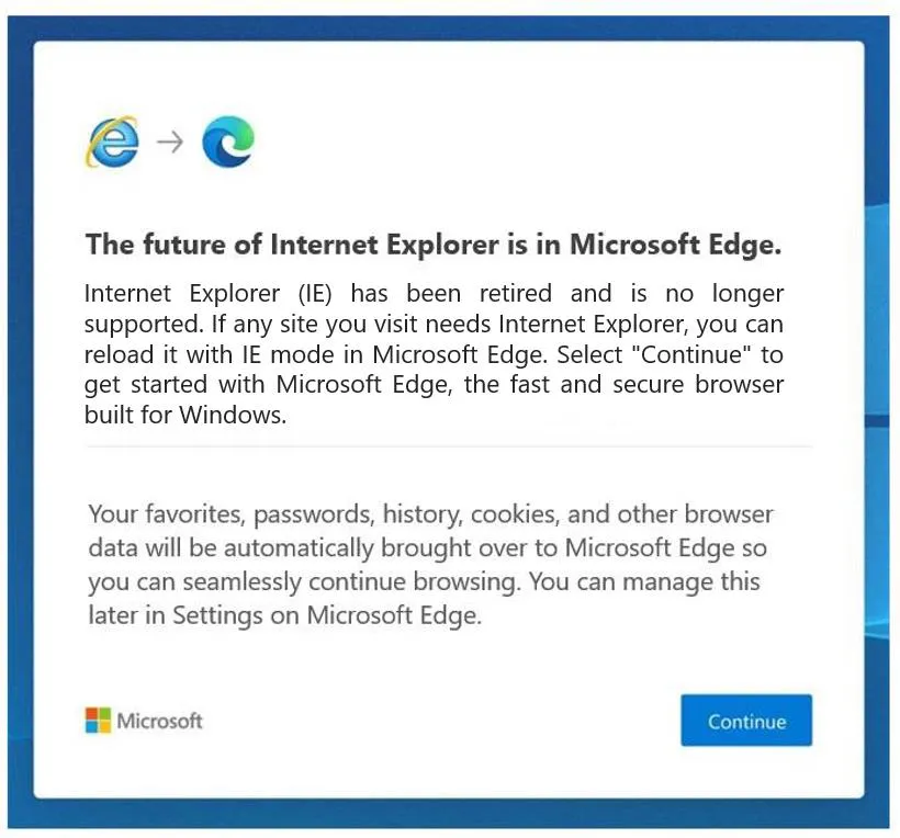 Internet Explorerは正式に終了しました