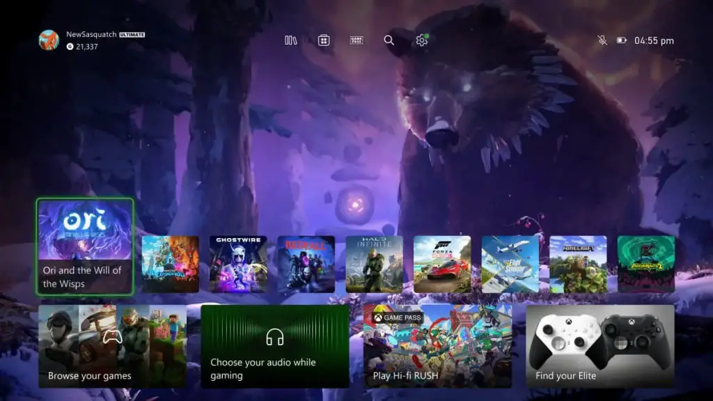 nova Xbox in domum suam user interface
