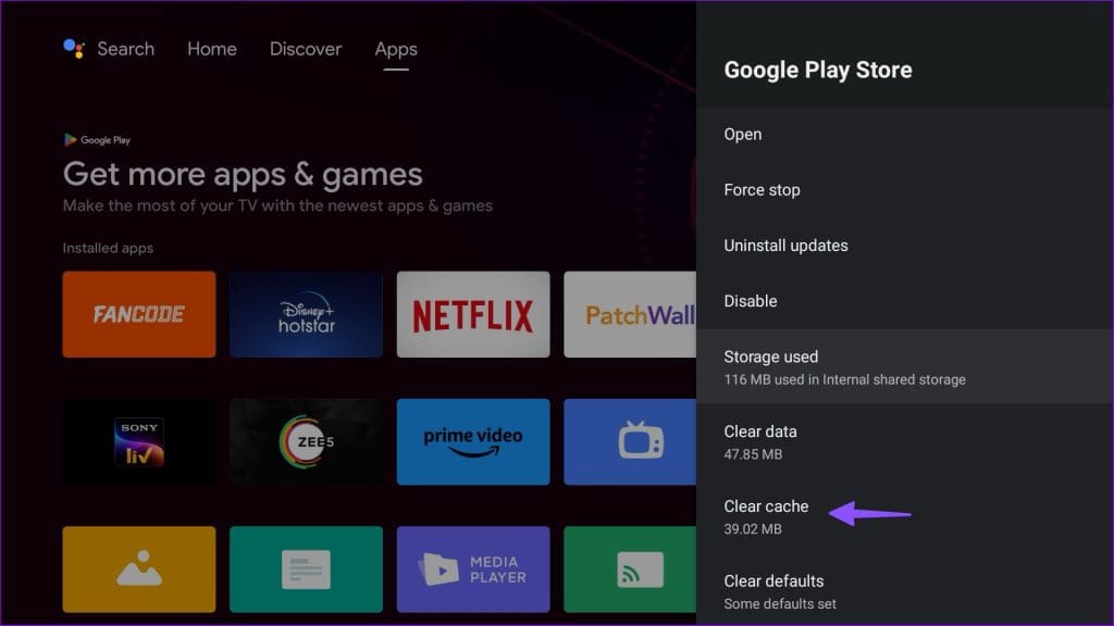 clear cache on android tv and google tv