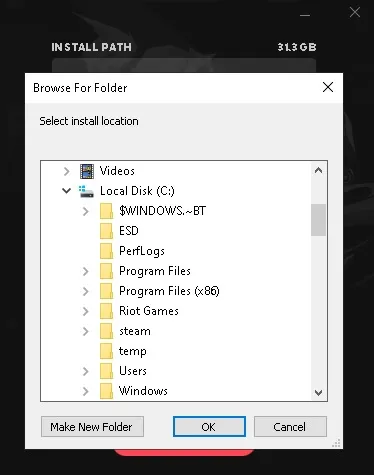 valorant - zmiana folderu instalacyjnego lub przeniesienie go na inny dysk