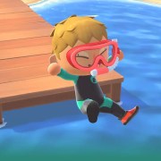 An entertaining diving swimming guide at Animal Crossing
